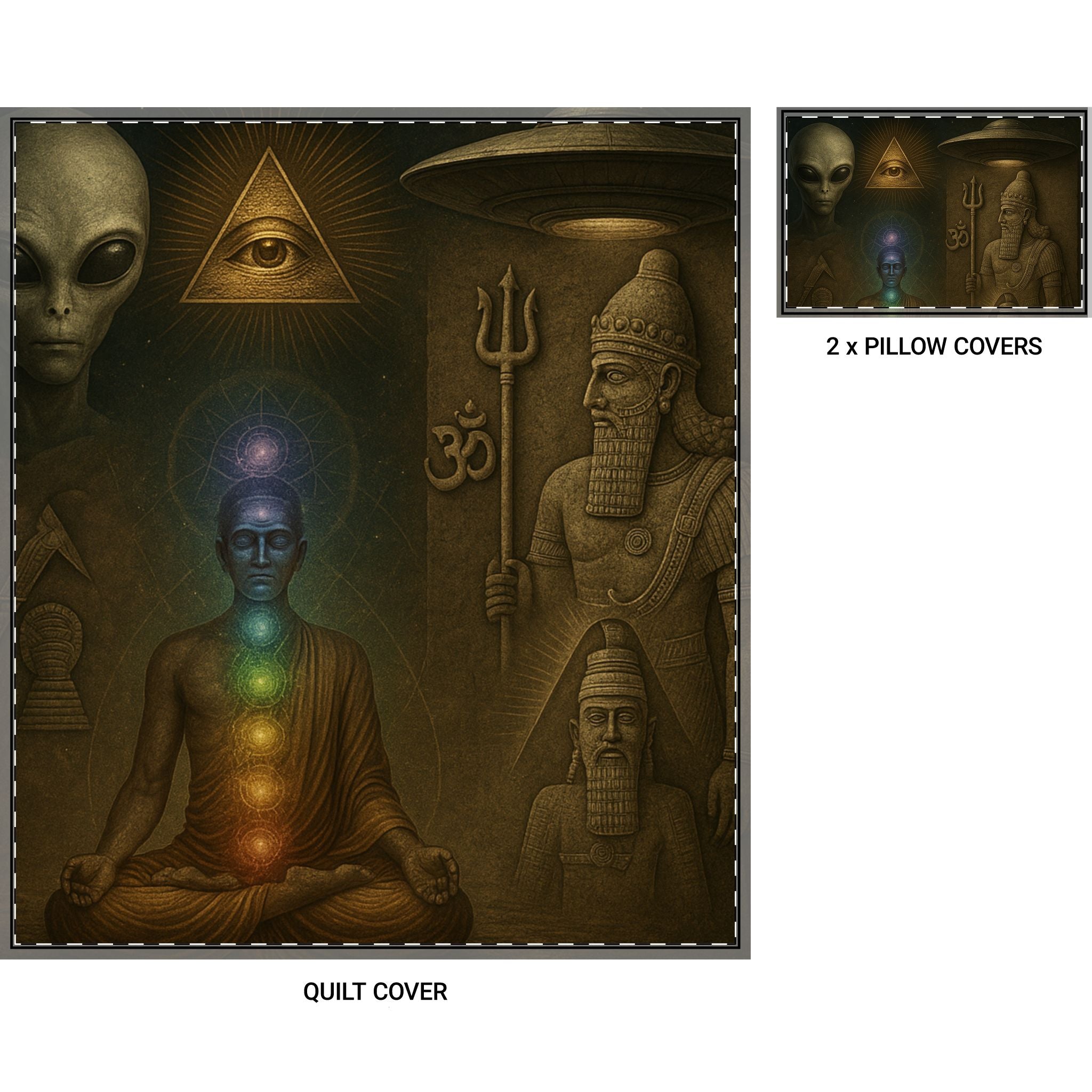 Mystical Chakra Quilt Cover Set — Meditation, Yoga & Spiritual Decor