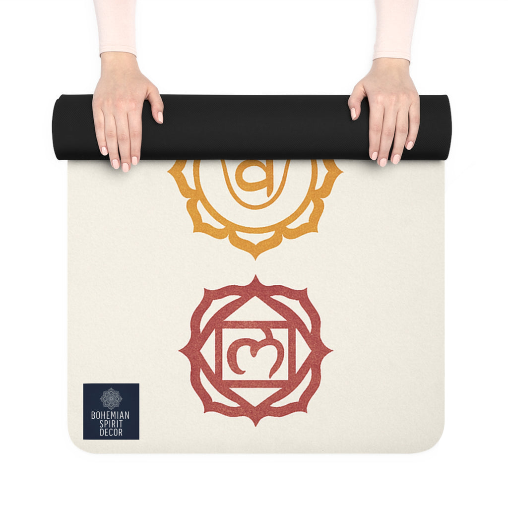 Chakra Alignment Rubber Yoga Mat — Non-Slip Eco Yoga Mat with Rainbow Chakra Symbols