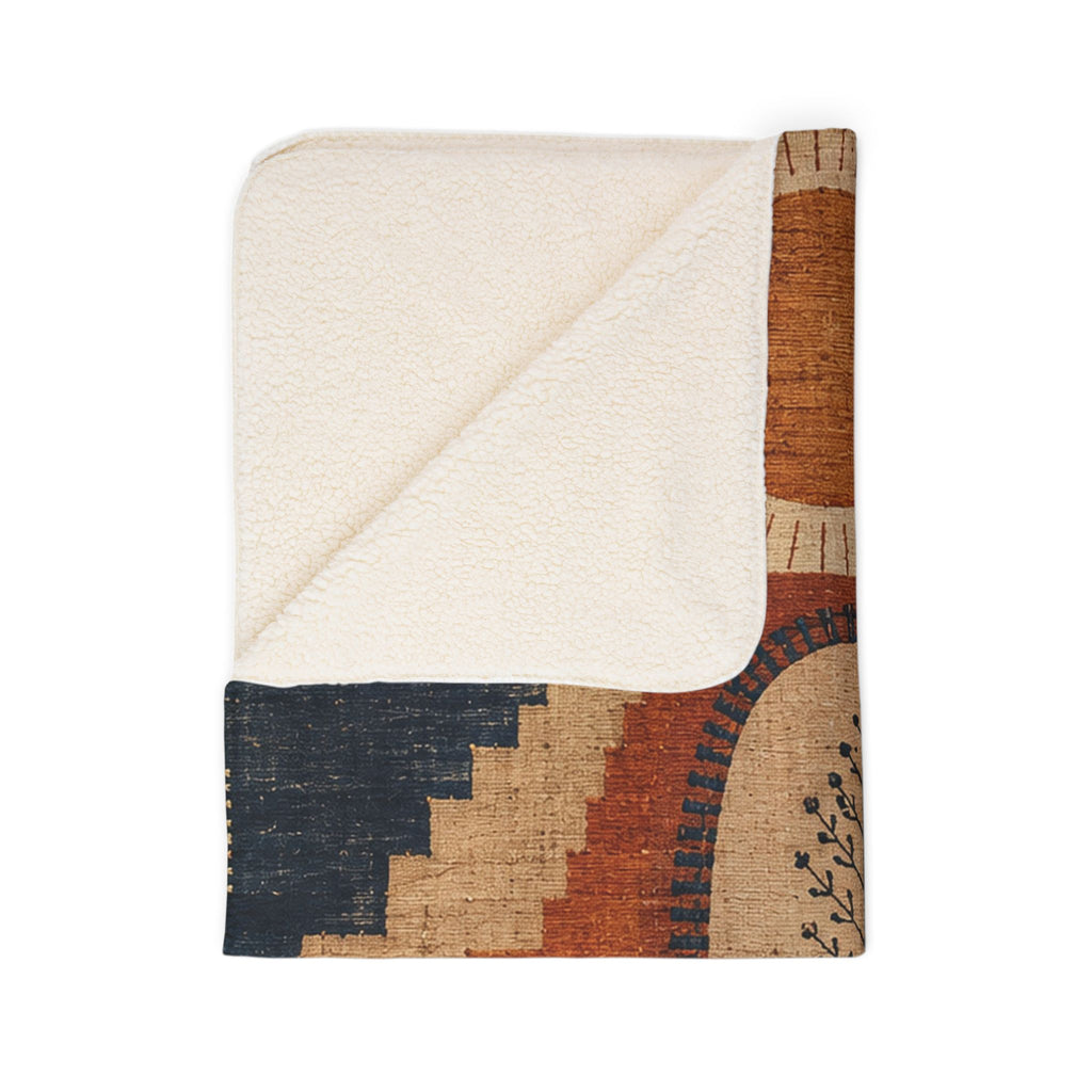Desert Loom Sherpa Blanket - Sunwoven No. 01 Cozy Bohemian Throw, 50x60