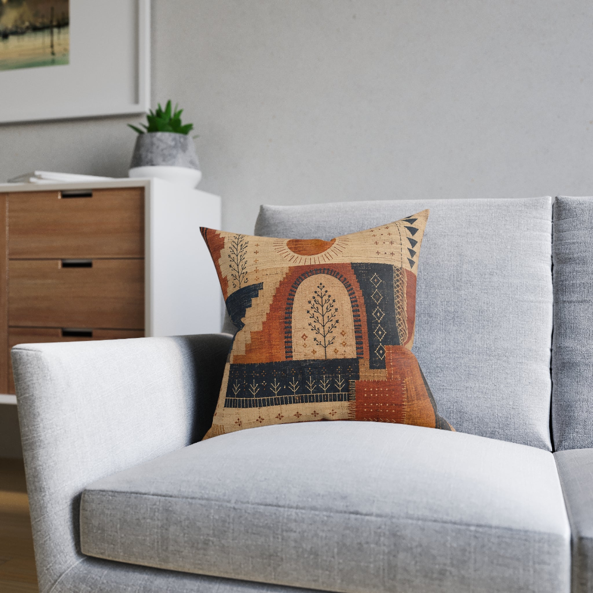 Desert Loom Throw Pillow - Sunwoven No. 01 Bohemian Accent Pillow, 18x18