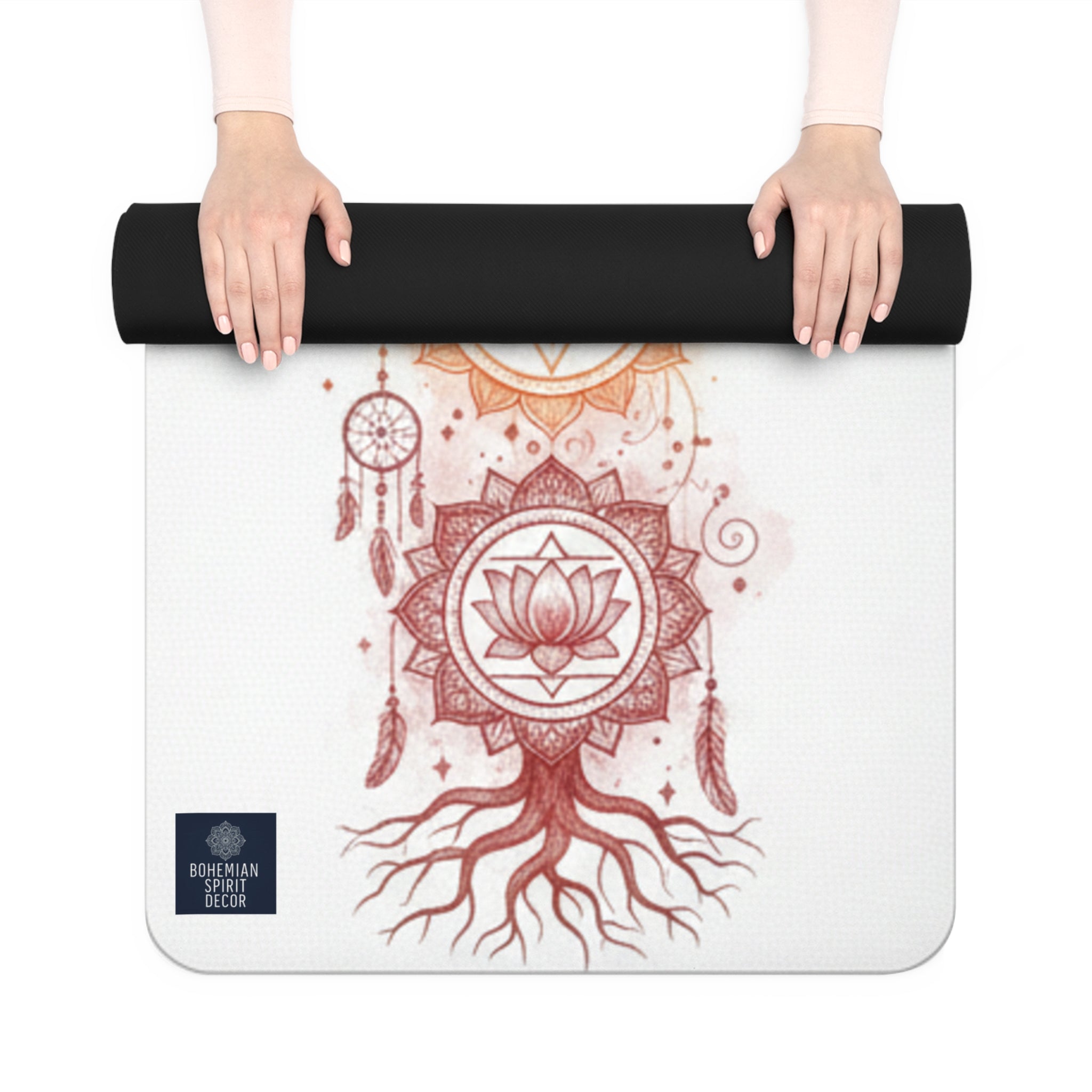 Chakra Alignment Rubber Yoga Mat — Rainbow Lotus Chakra Design