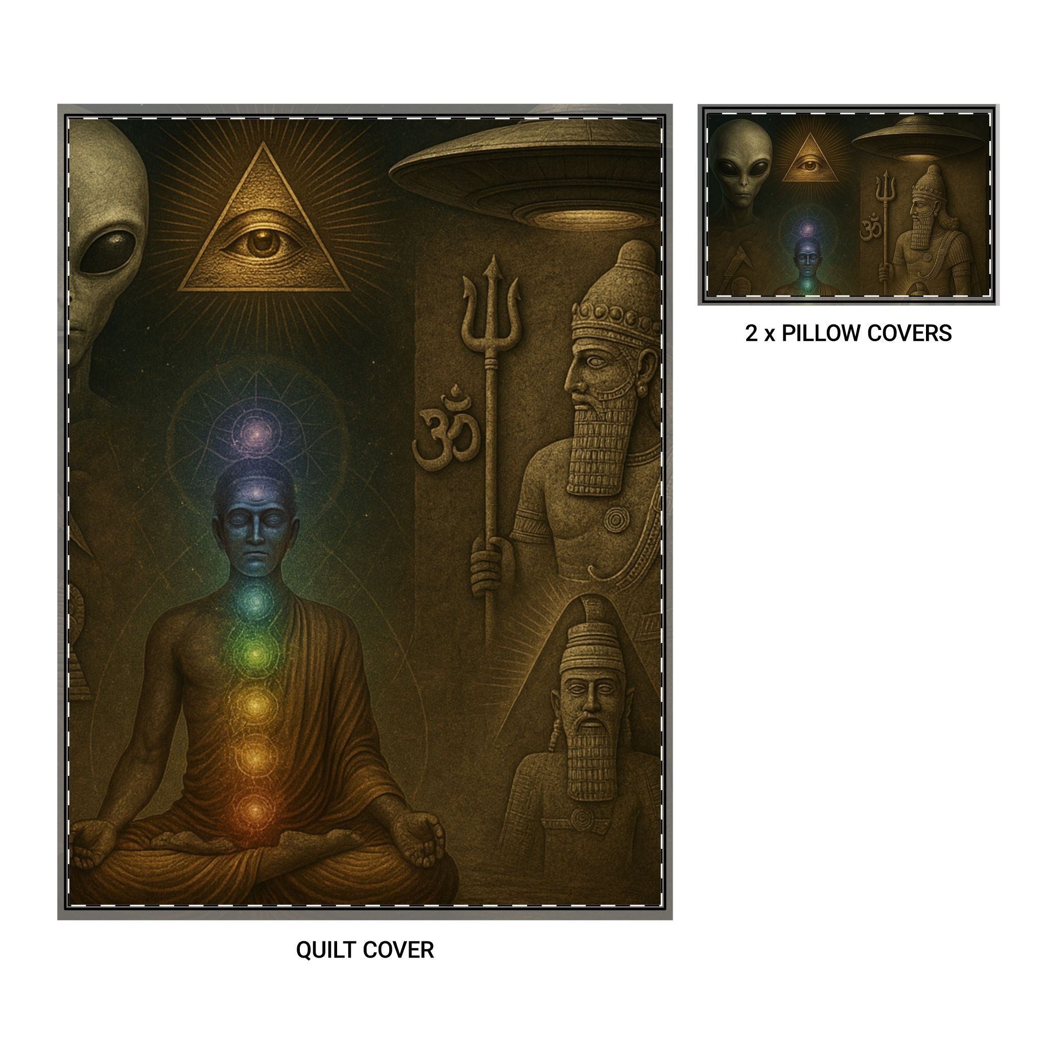 Mystical Chakra Quilt Cover Set — Meditation, Yoga & Spiritual Decor