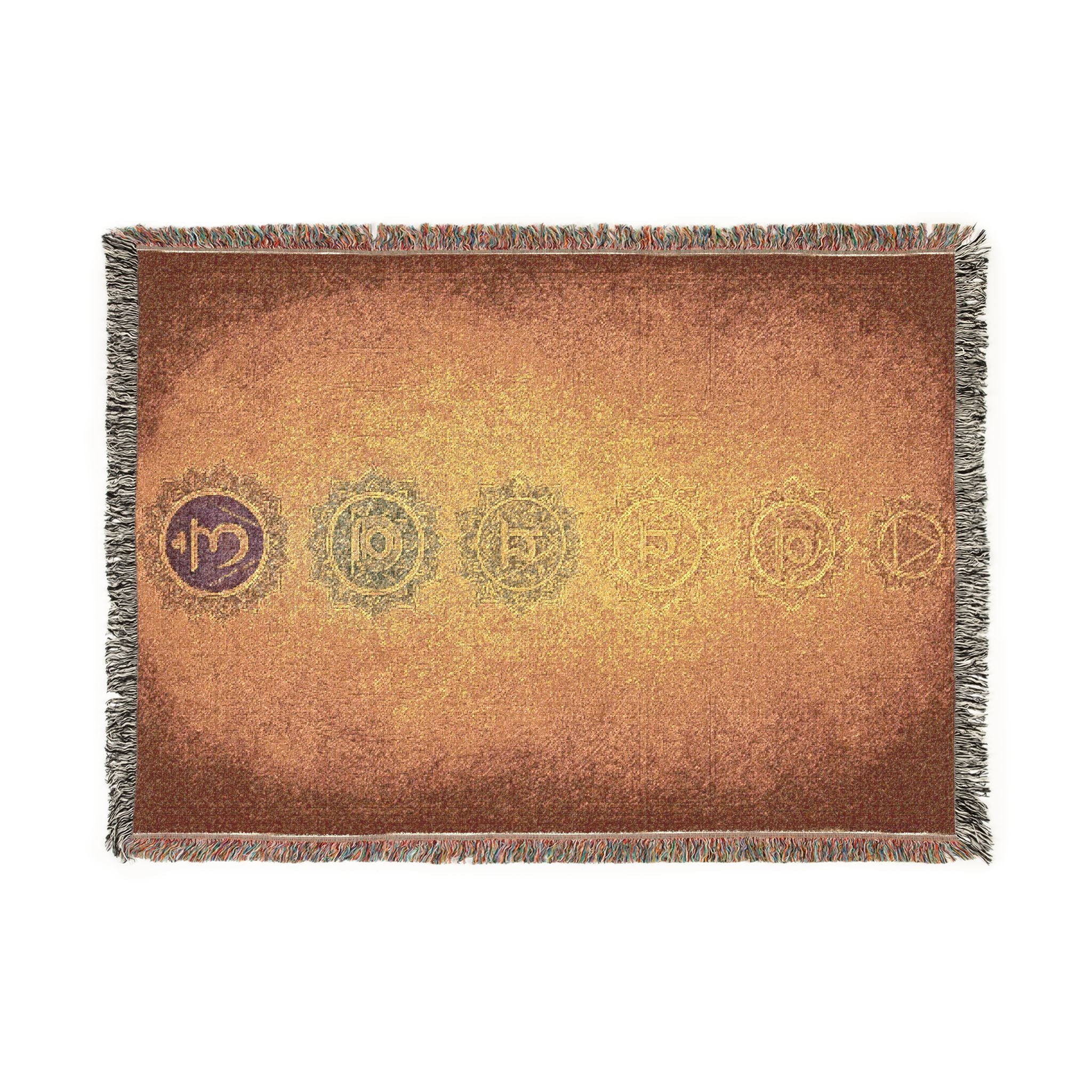 Chakra Symbol Woven Blanket — Meditation Yoga Throw