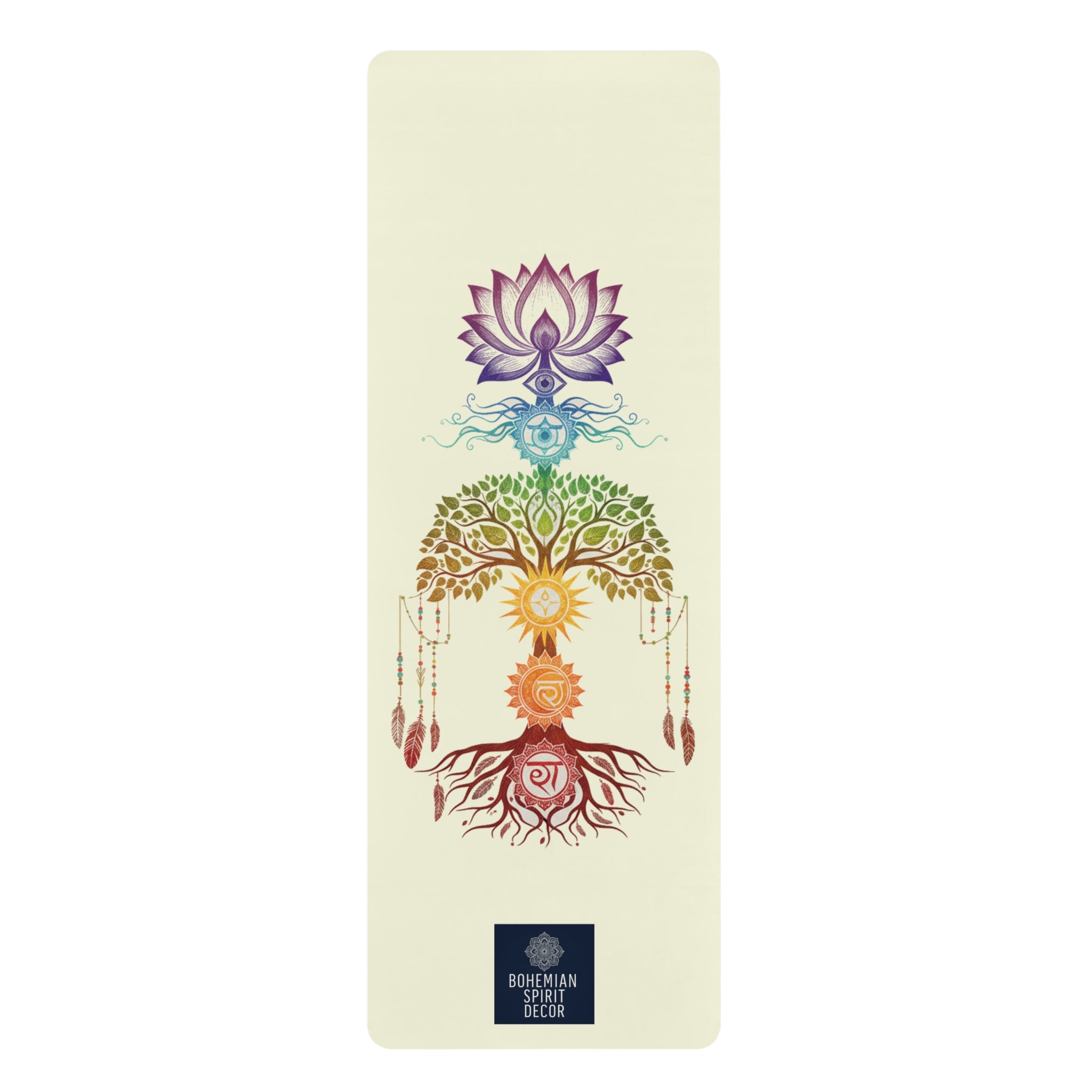 Bohemian Spirit Chakra Tree Rubber Yoga Mat — Non‑Slip Meditation & Vinyasa Mat