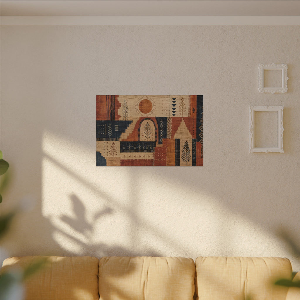 Desert Loom Canvas Wall Art - Sunwoven No. 01 Bohemian Statement Print, 36x24