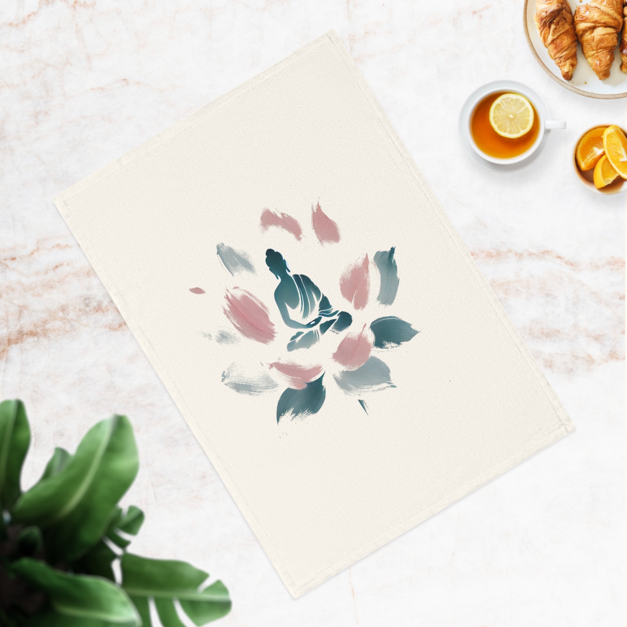 Meditating Figure Cotton Tea Towel