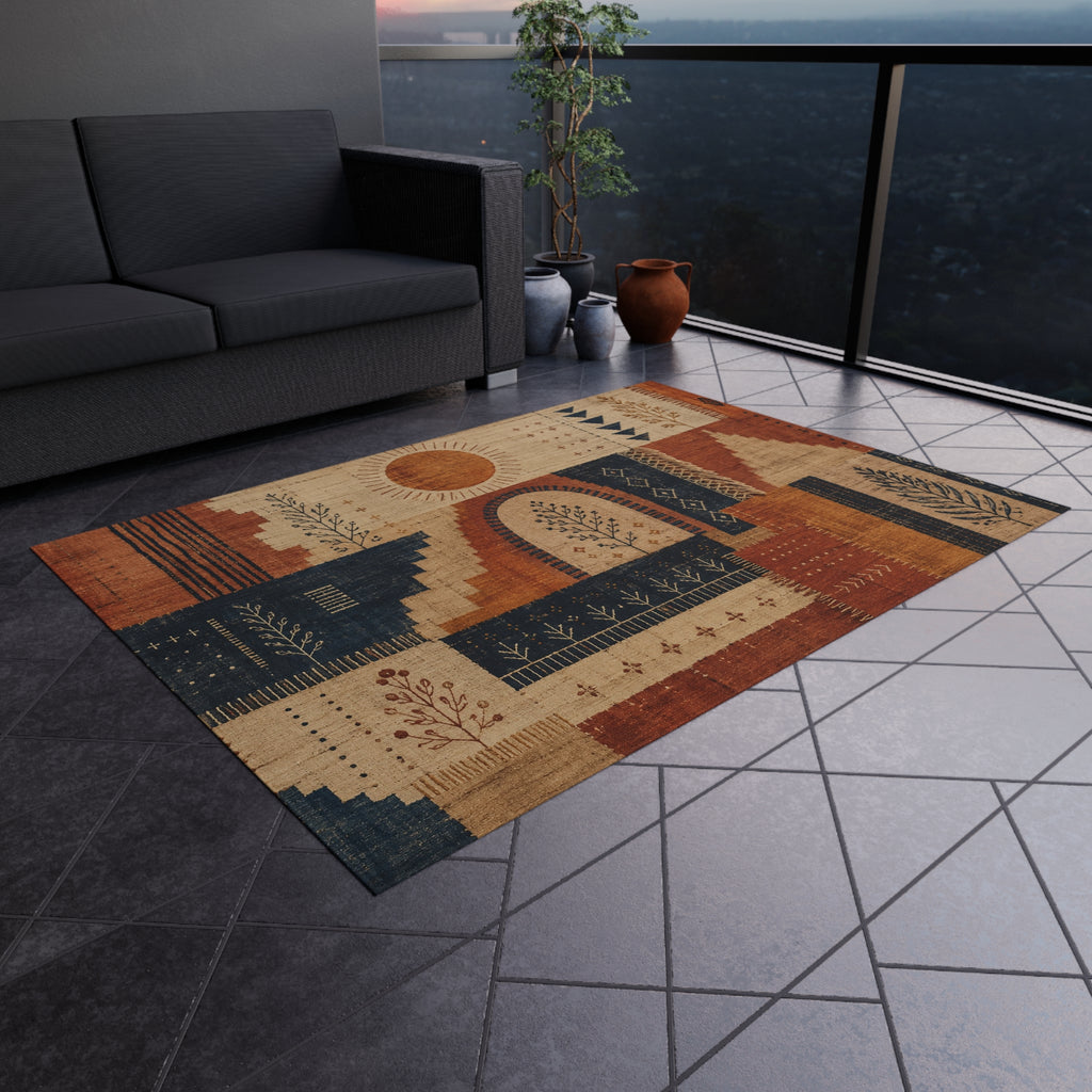 Desert Loom Area Rug - Sunwoven No. 01 Bohemian Woven-Look Rug, 5x7