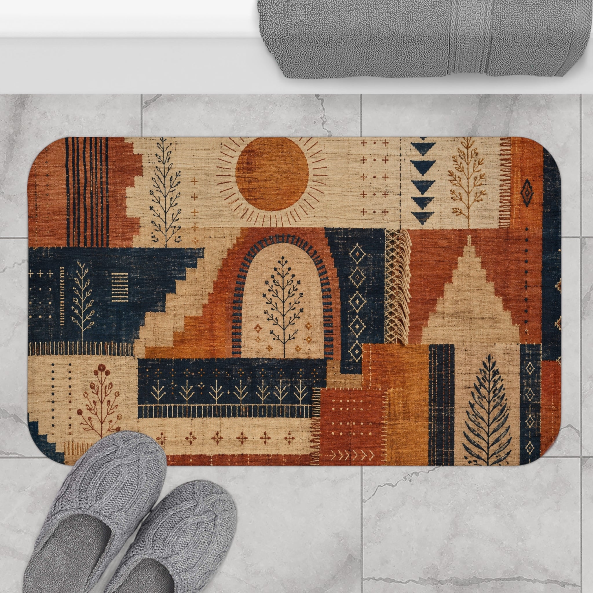 Desert Loom Bath Mat - Sunwoven No. 01 Boho Memory Foam Bath Rug, 34x21