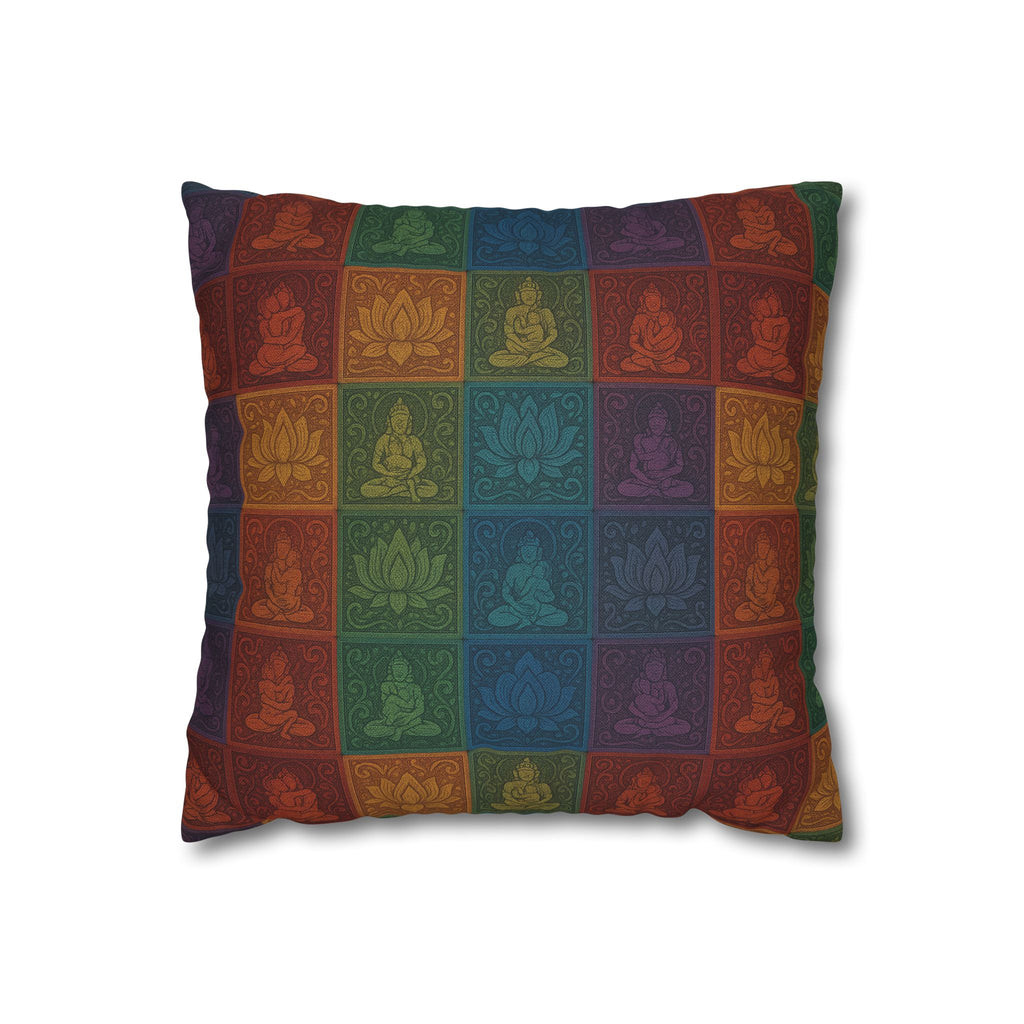 Buddha Lotus Patchwork Decorative Pillow