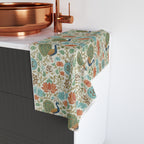 Peacock & Lotus Pattern Hand Towel — Boho Floral Indian-Inspired Kitchen Towel