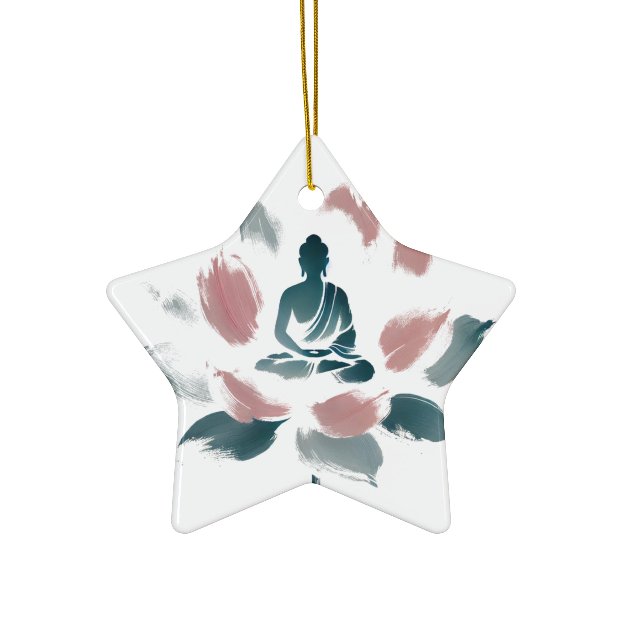 Ceramic Ornament - Meditating Figure on Lotus Flower Design