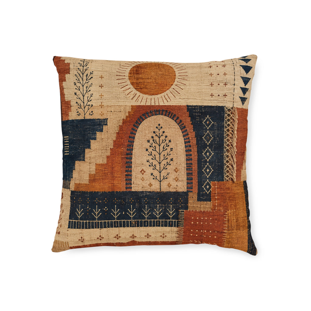 Desert Loom Throw Pillow - Sunwoven No. 01 Bohemian Accent Pillow, 18x18