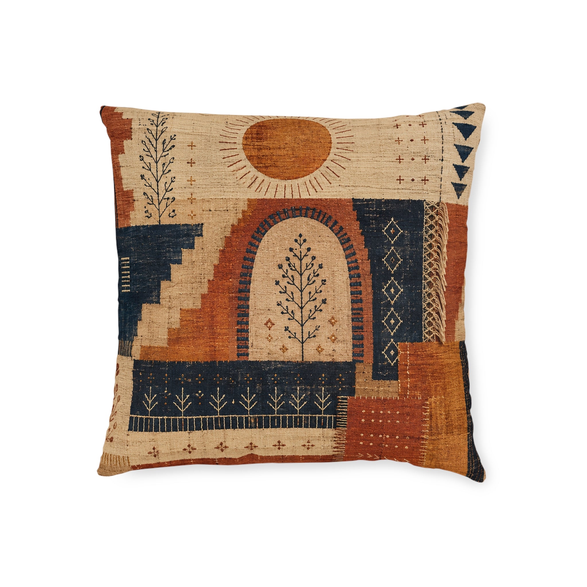 Desert Loom Throw Pillow - Sunwoven No. 01 Bohemian Accent Pillow, 18x18