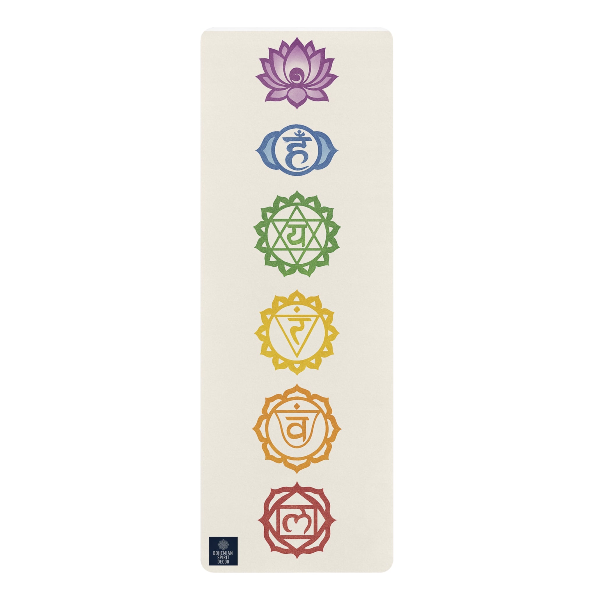 Chakra Alignment Rubber Yoga Mat — Non-Slip Eco Yoga Mat with Rainbow Chakra Symbols