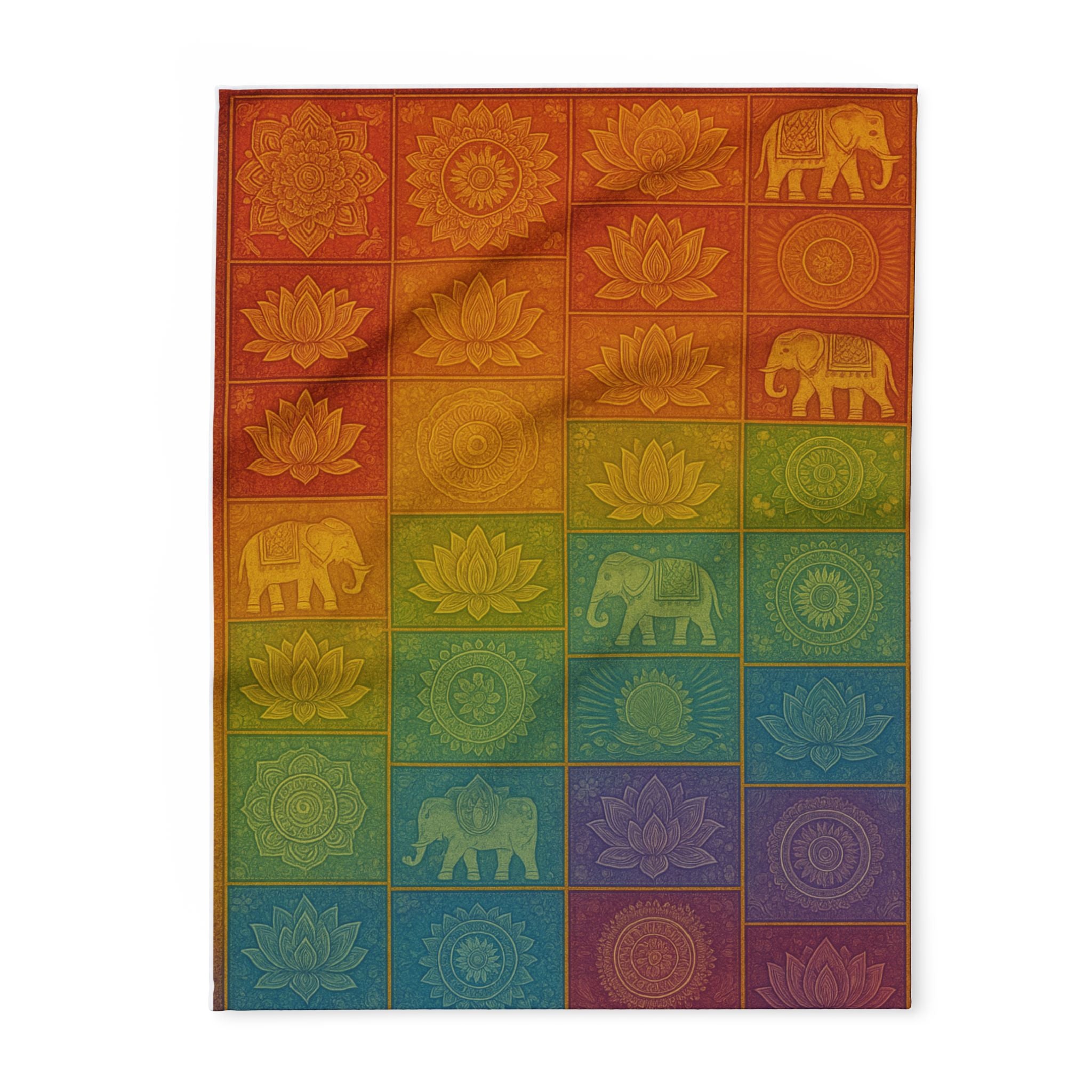 Fleece Blanket Elephant Ganesha Lotus Flower