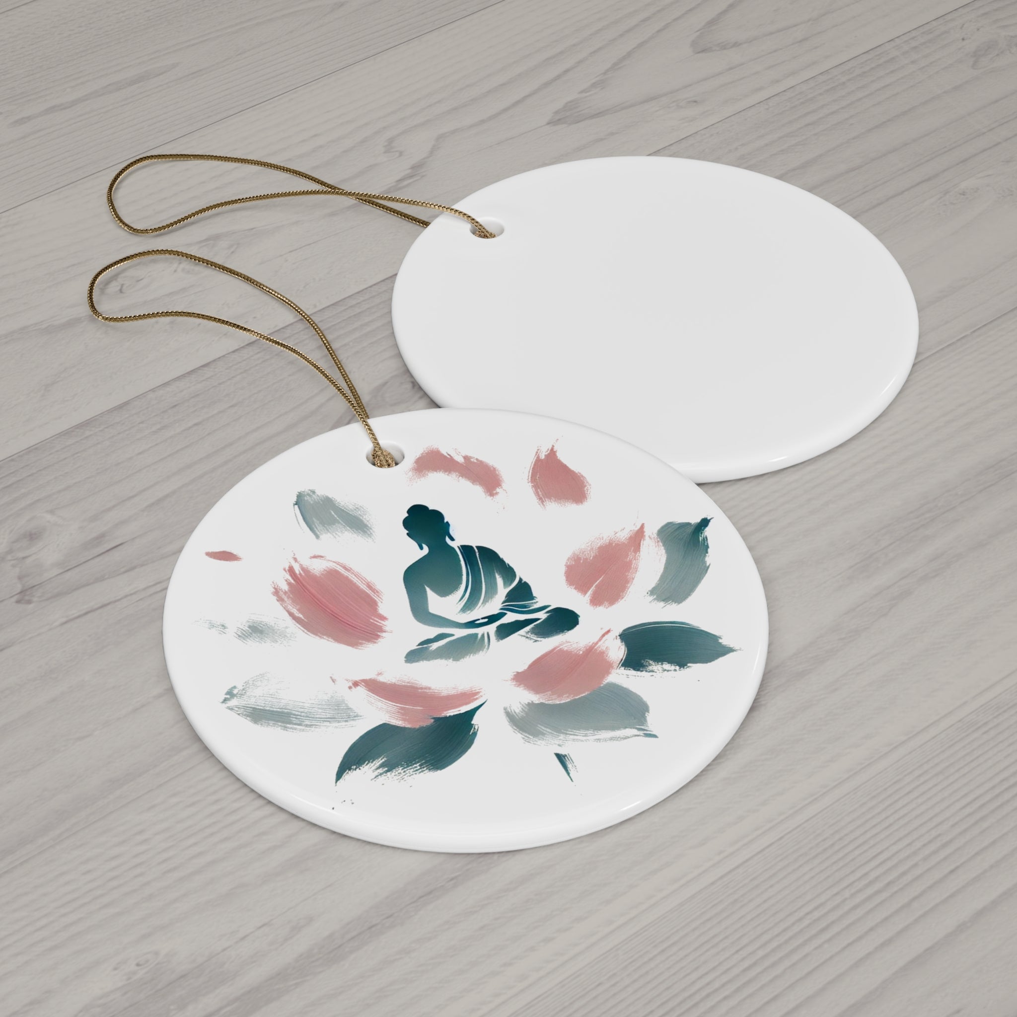 Ceramic Ornament - Meditating Figure on Lotus Flower Design