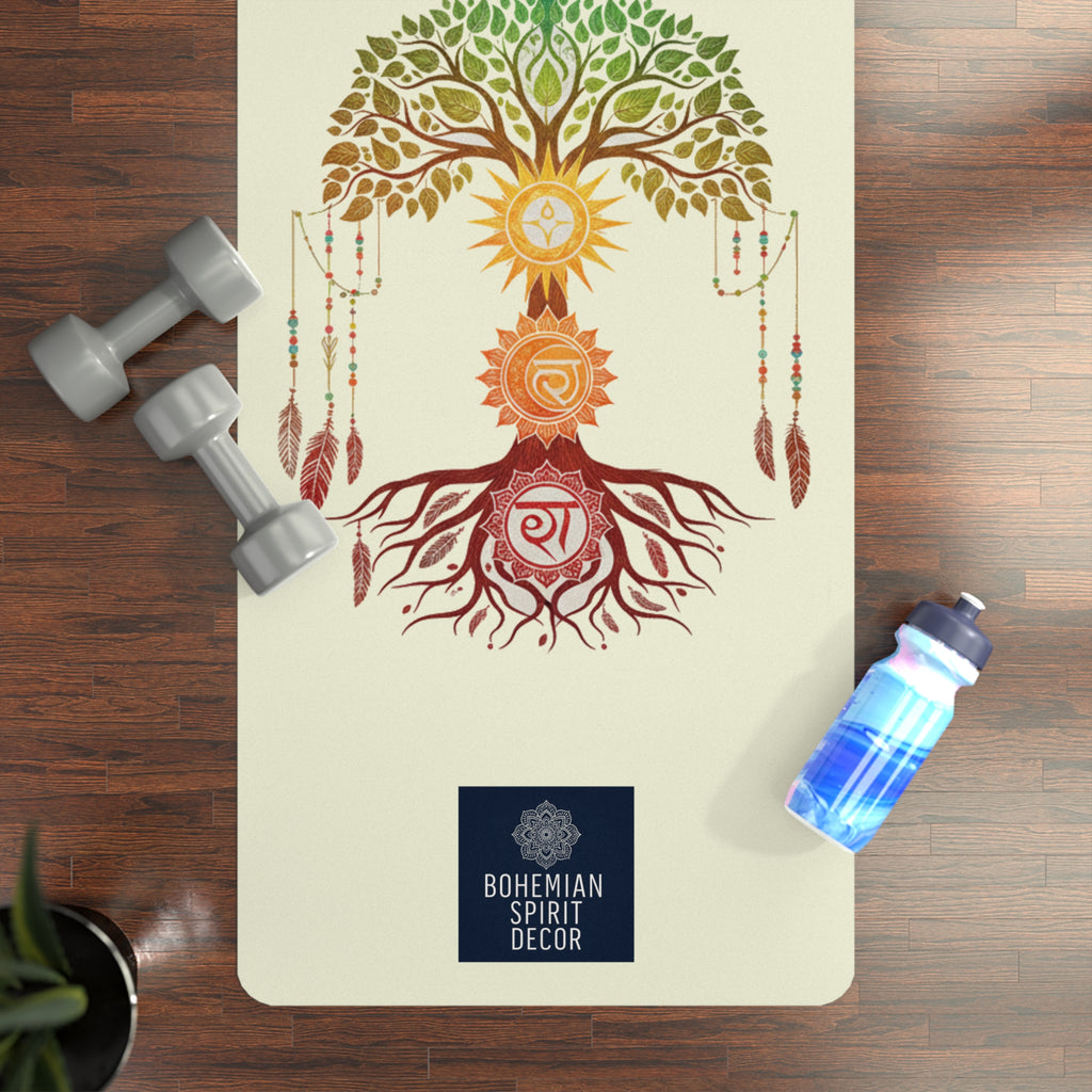 Bohemian Spirit Chakra Tree Rubber Yoga Mat — Non‑Slip Meditation & Vinyasa Mat