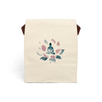 Canvas Lunch Bag, Abstract Meditating Figure on Lotus Flower Design, Minimalist Pastel Brushstrokes, Ethereal Atmosphere, Yoga Gift,