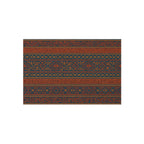 Southwest Stripe Outdoor Rug — Weatherproof Patio Mat with Terracotta & Navy Tribal Pattern