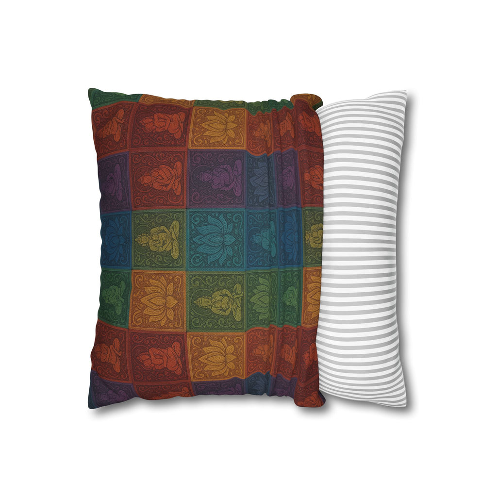 Buddha Lotus Patchwork Decorative Pillow