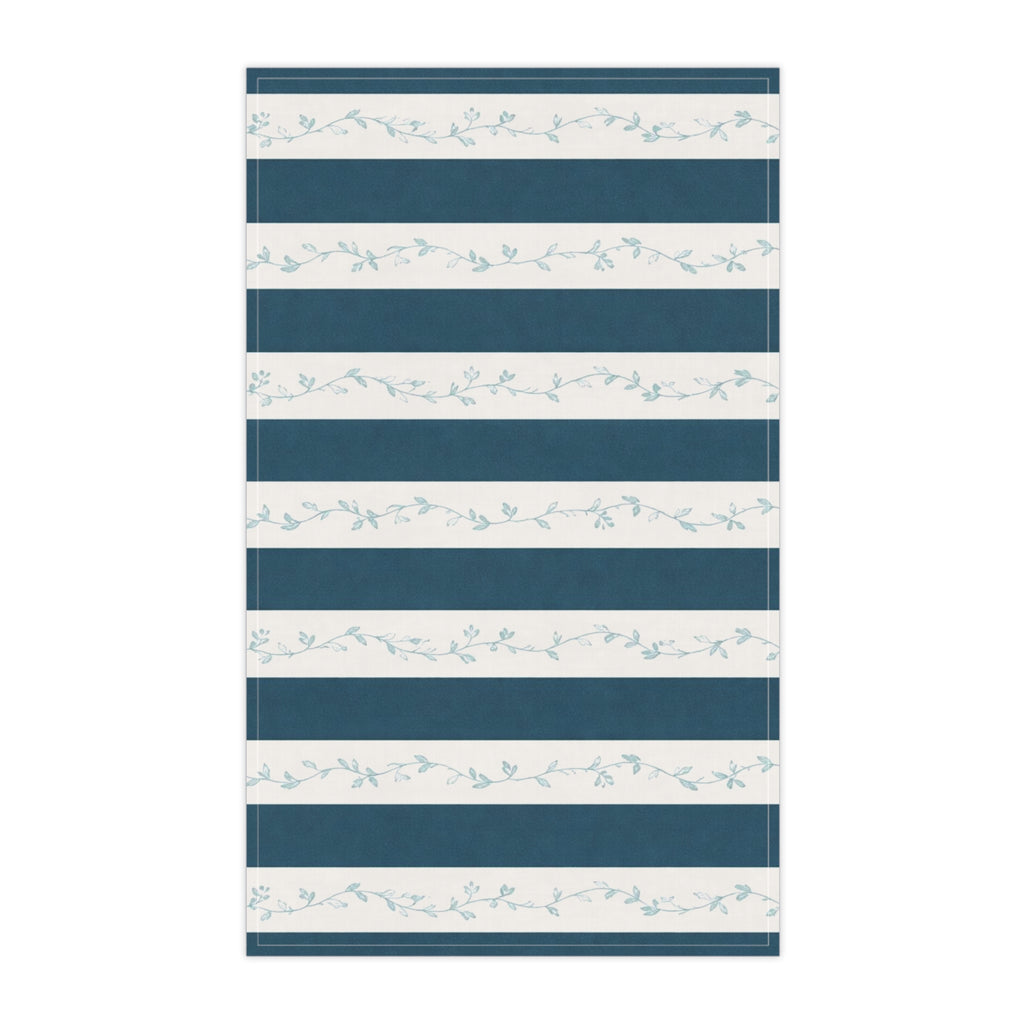 Striped Vine Tea Towel — Blue Coastal Kitchen Towel