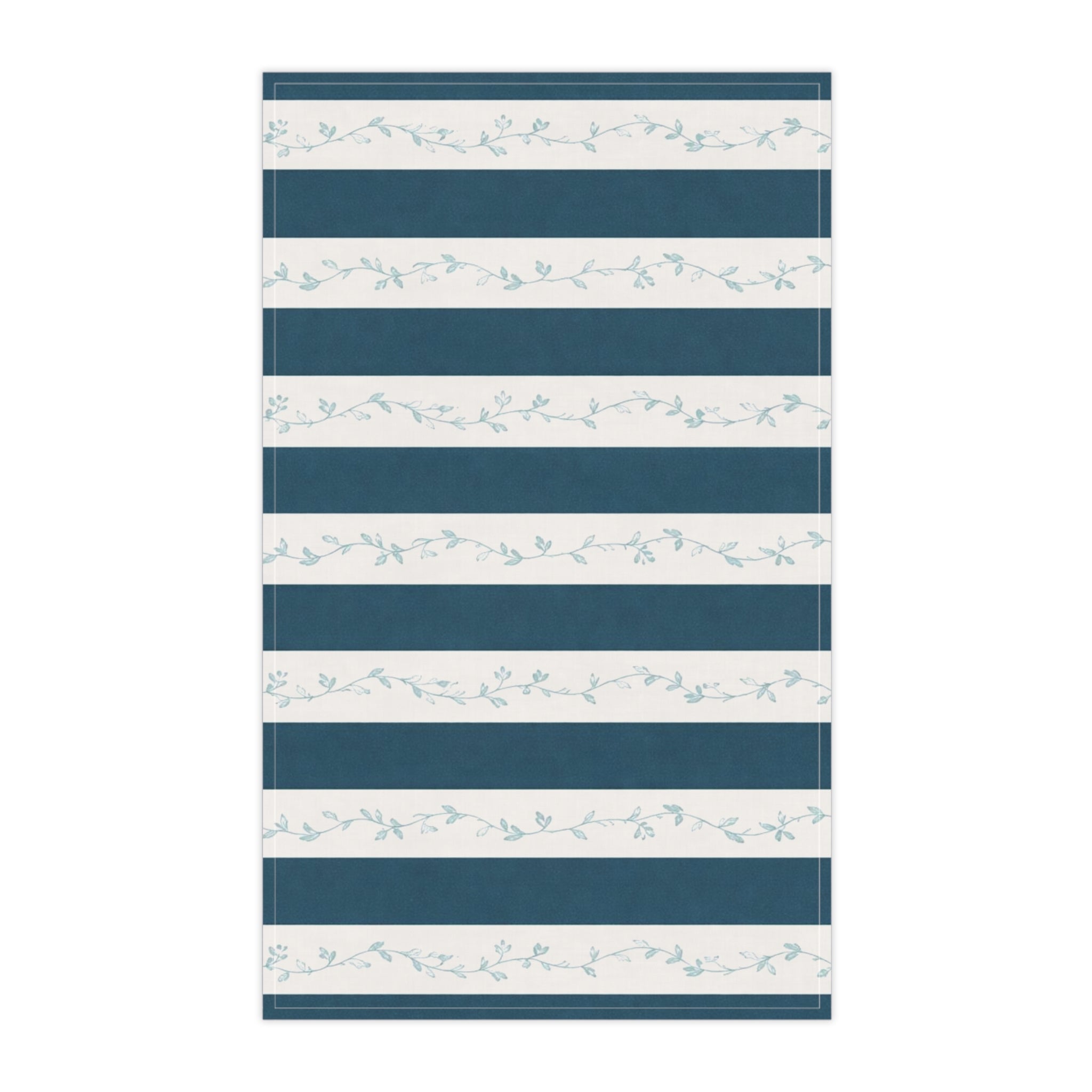 Striped Vine Tea Towel — Blue Coastal Kitchen Towel