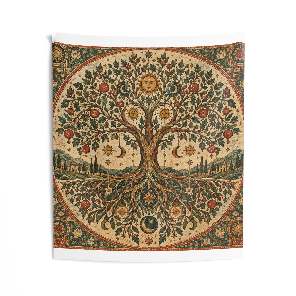 Kalpavriksha Wall Tapestry — 50x50 Wish Tree Block Print Hanging