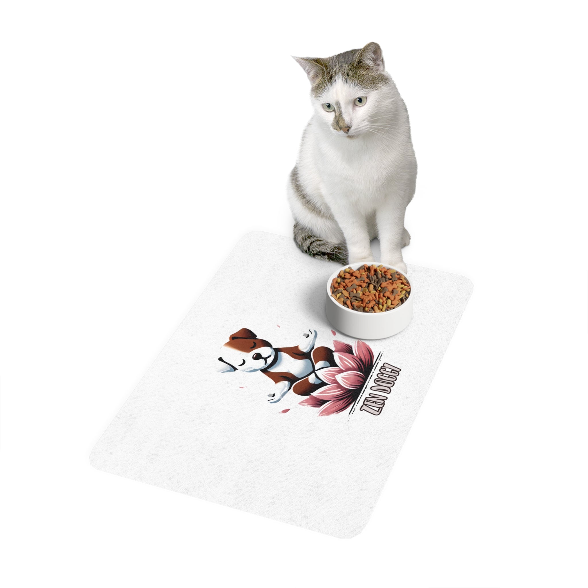 Pet Food Mat, Pitbull Lotus Flower Design, Dog Feeding Mat, Non-Slip Pet Placemat, Cute Pet Accessories, Pet Lover Gift