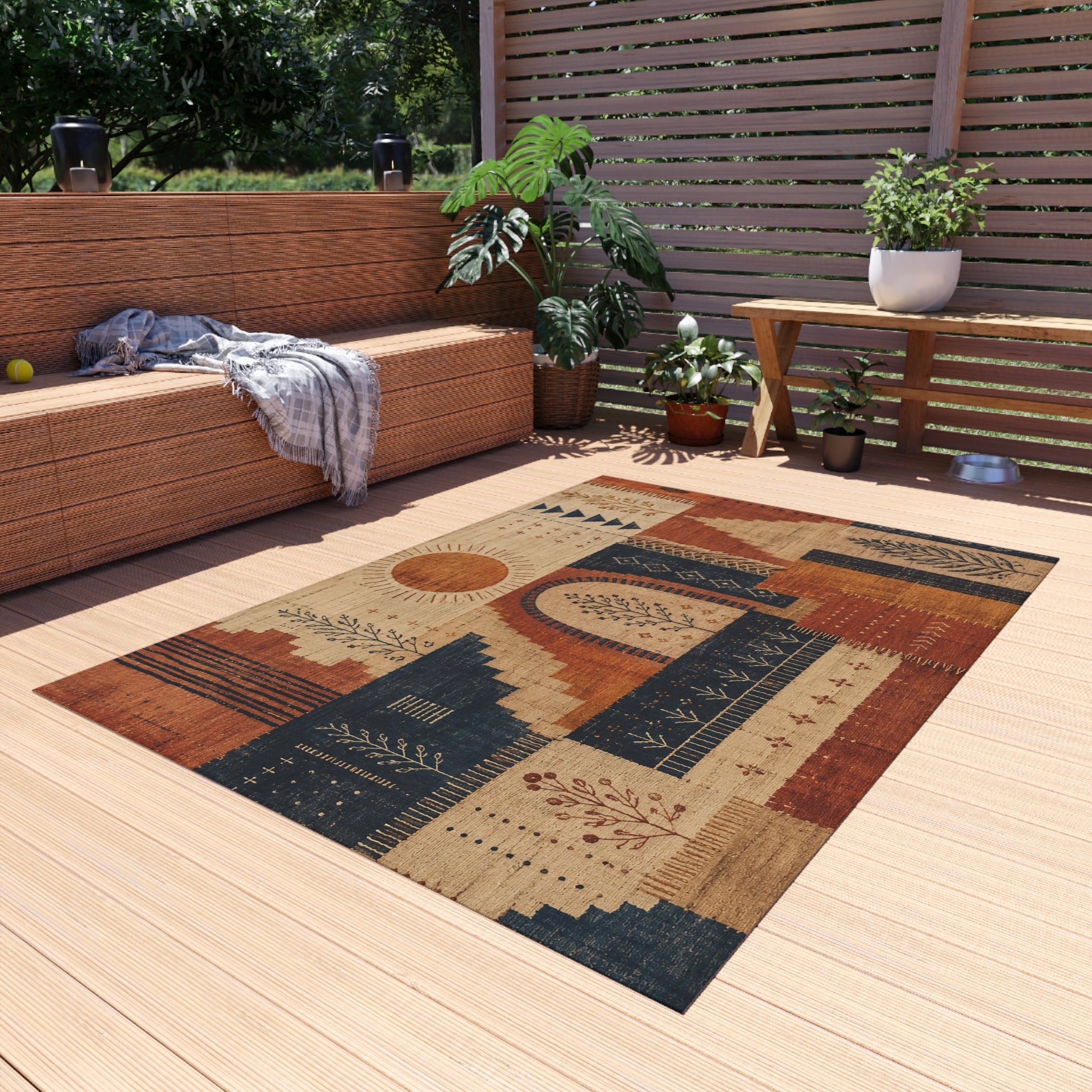 Desert Loom Area Rug - Sunwoven No. 01 Bohemian Woven-Look Rug, 5x7