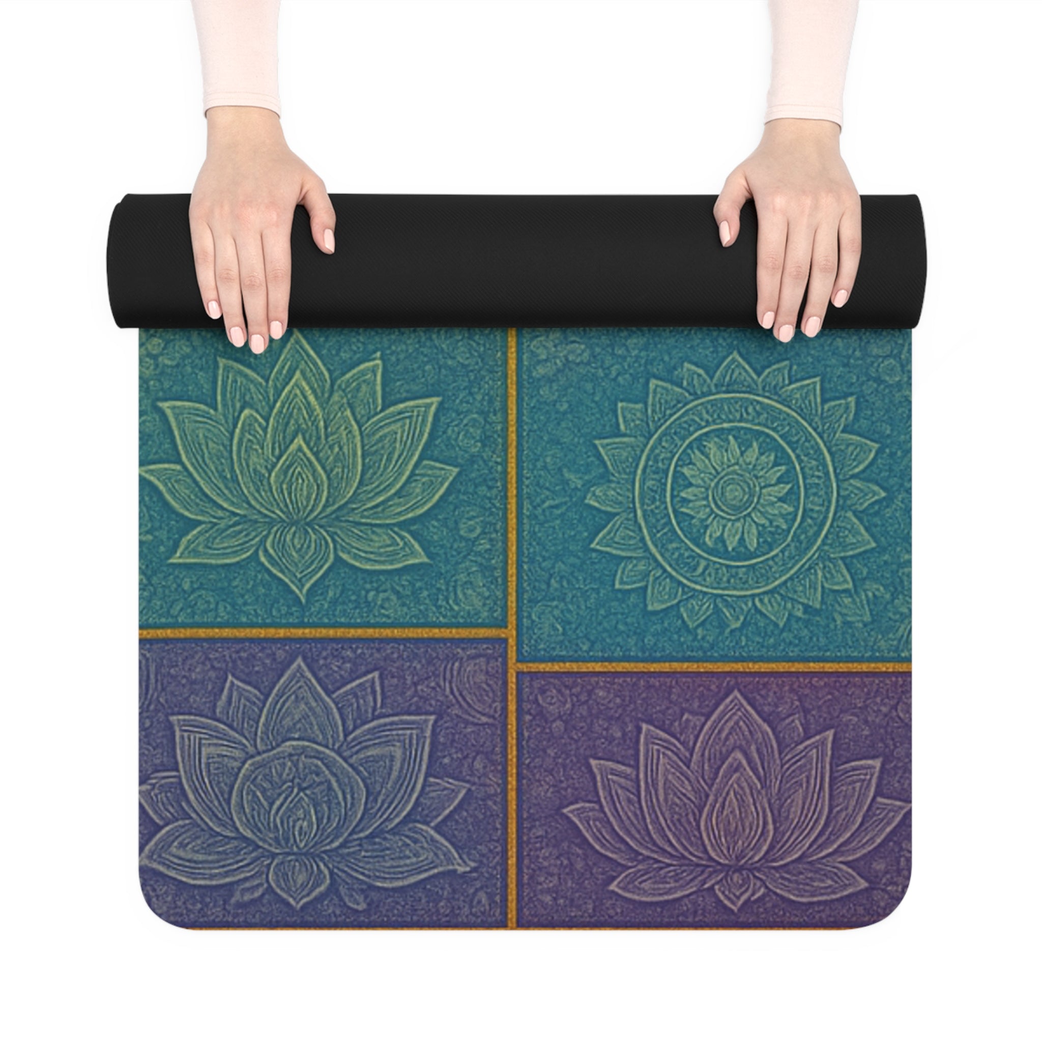 Chakra Yoga Mat — Non-Slip Rubber Mat with Lotus & Elephant Mandala Design