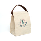 Canvas Lunch Bag, Abstract Meditating Figure on Lotus Flower Design, Minimalist Pastel Brushstrokes, Ethereal Atmosphere, Yoga Gift,