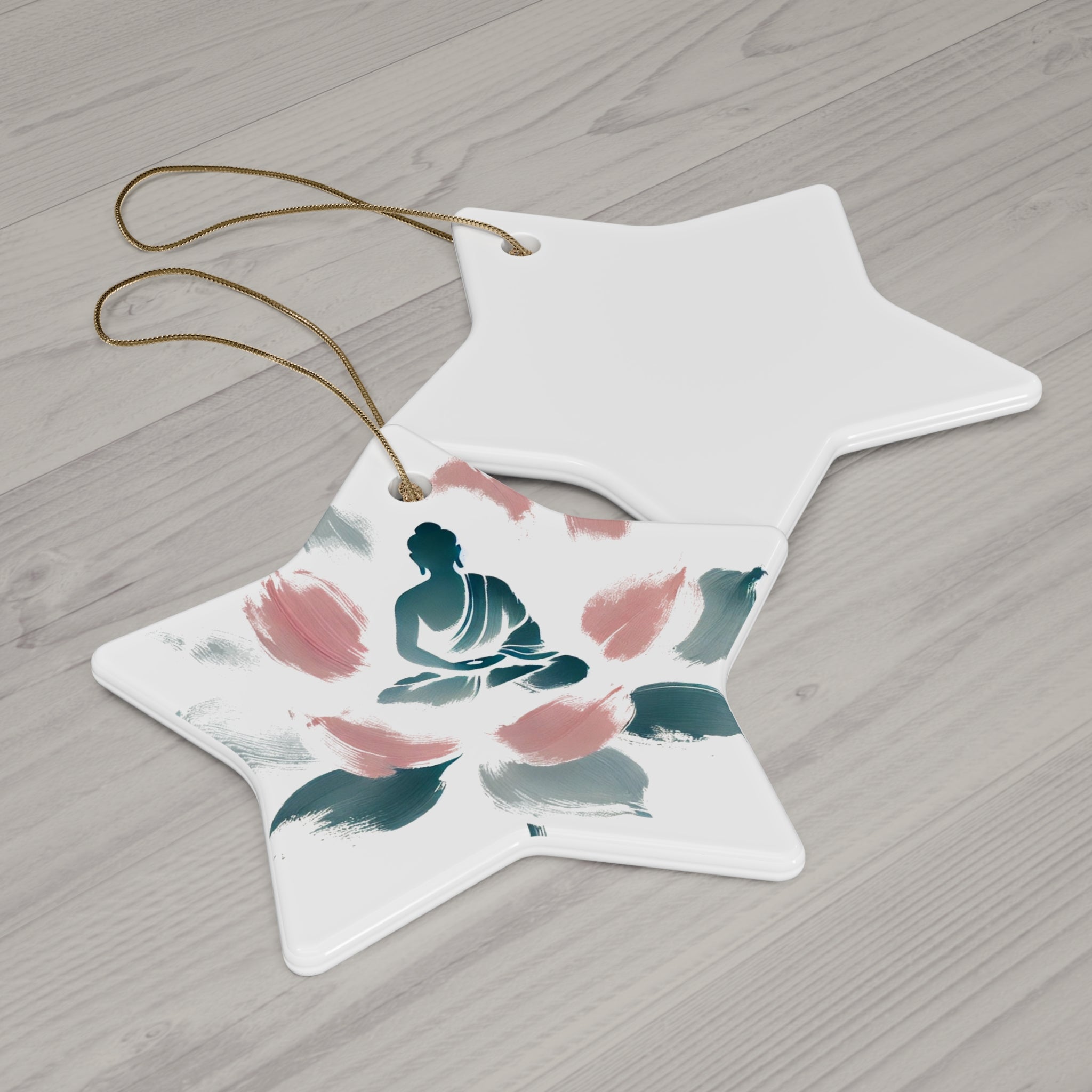 Ceramic Ornament - Meditating Figure on Lotus Flower Design