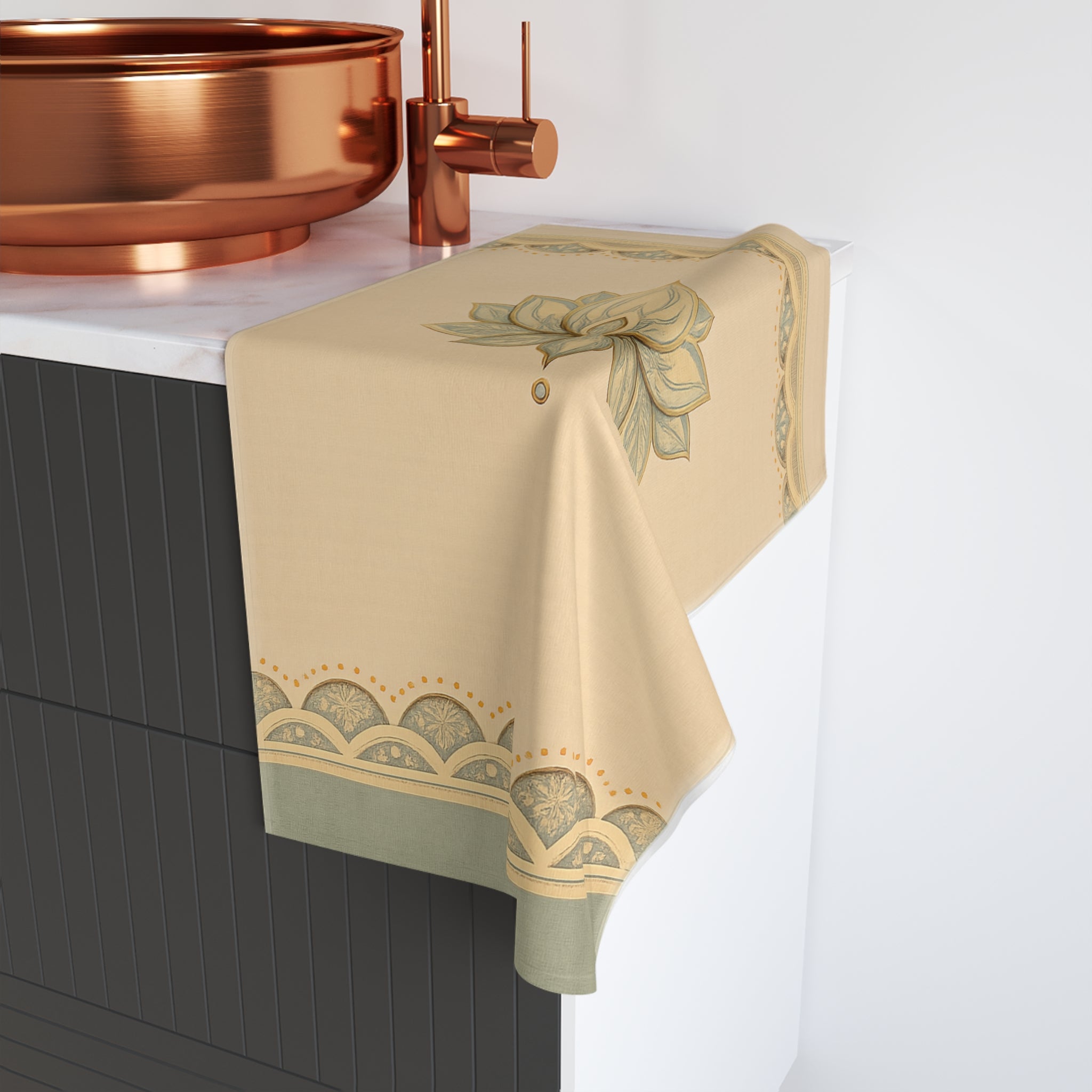 Lotus Spa Hand Towel — Neutral Zen Bathroom Décor