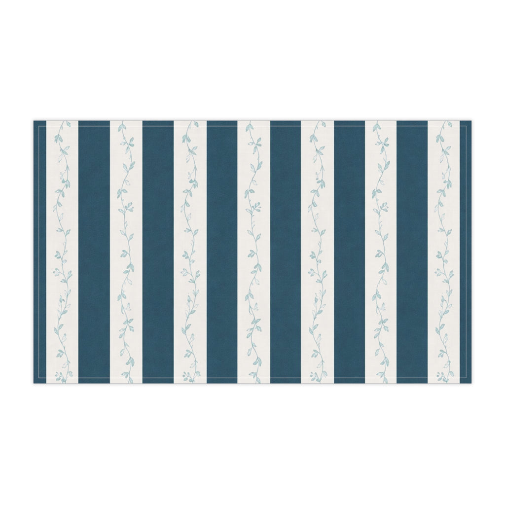 Striped Vine Tea Towel — Blue Coastal Kitchen Towel