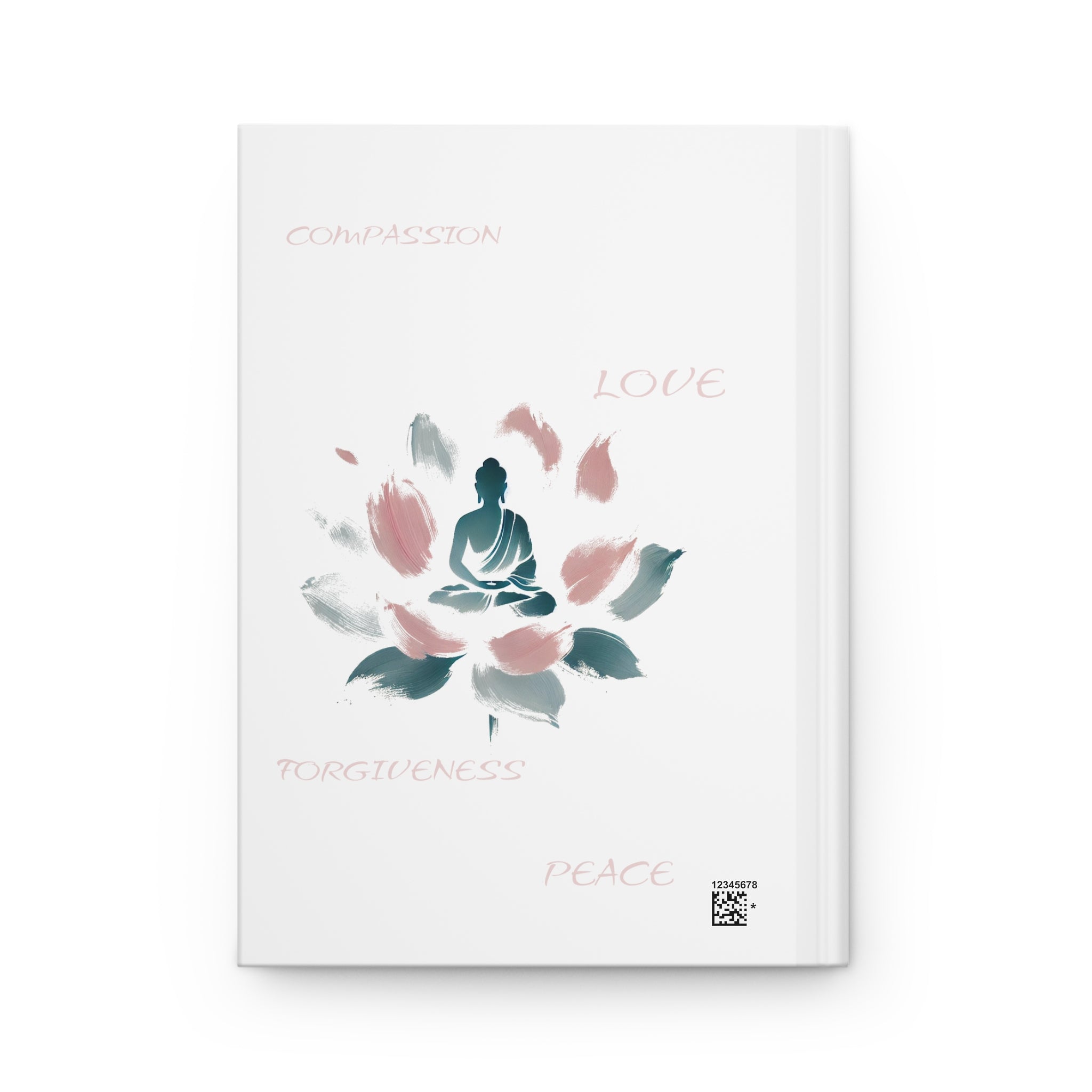 Hardcover Journal Matte, Minimalist Meditating Figure on Lotus Flower Design, Abstract Pastel Blue Pink Brushstrokes, Serene Ethereal