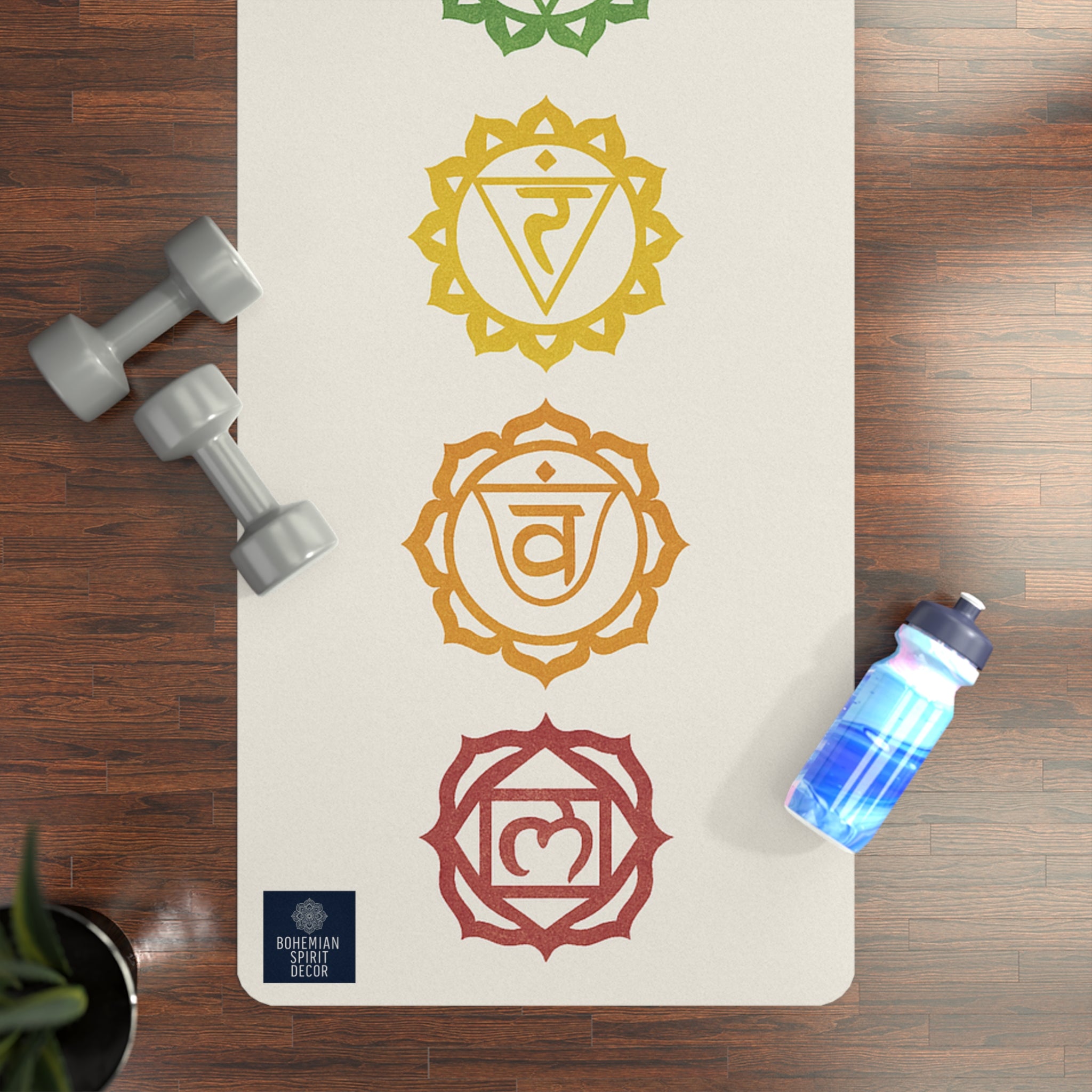 Chakra Alignment Rubber Yoga Mat — Non-Slip Eco Yoga Mat with Rainbow Chakra Symbols