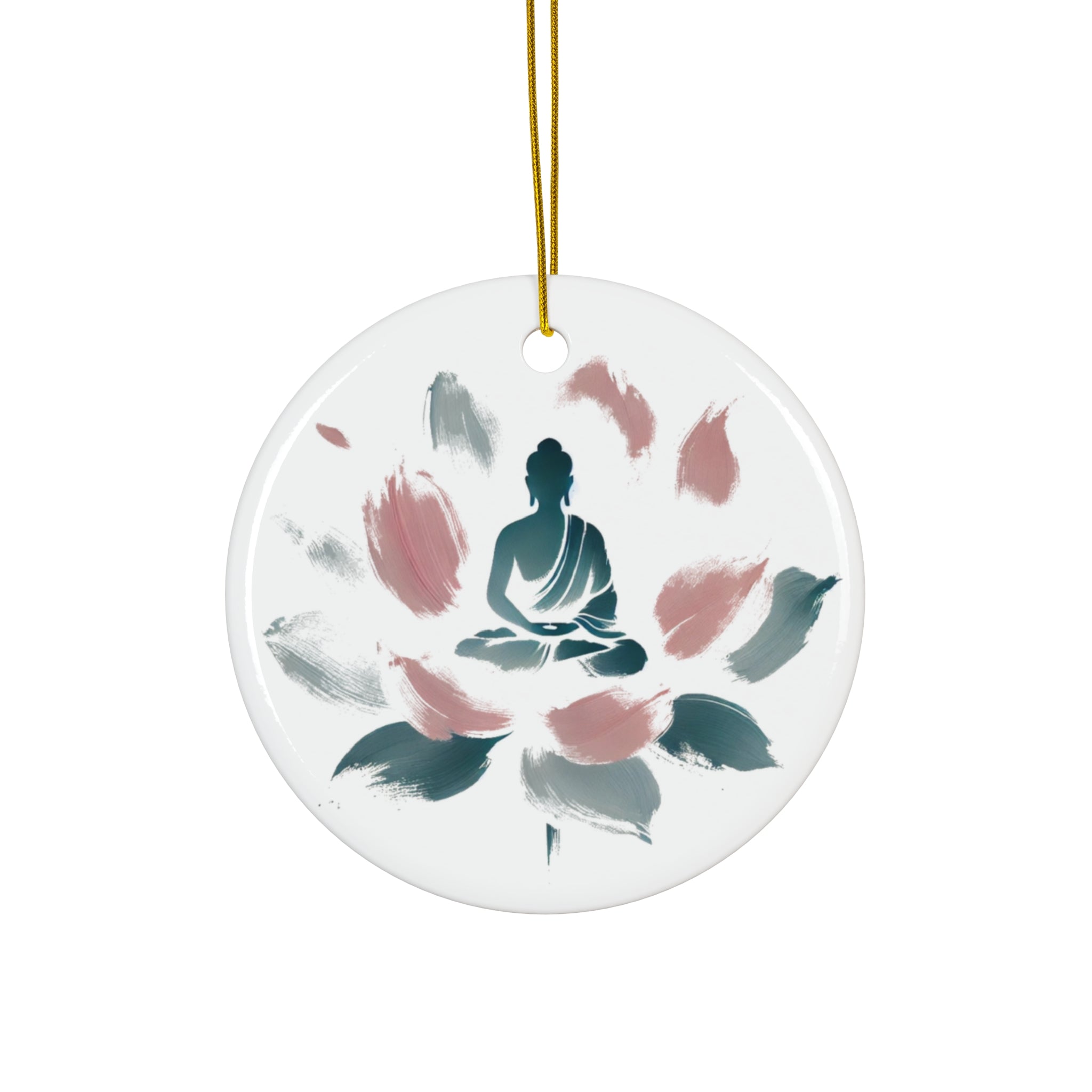 Ceramic Ornament - Meditating Figure on Lotus Flower Design