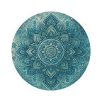 Teal Mandala Round Rug — Boho Yoga Meditation Floor Mat