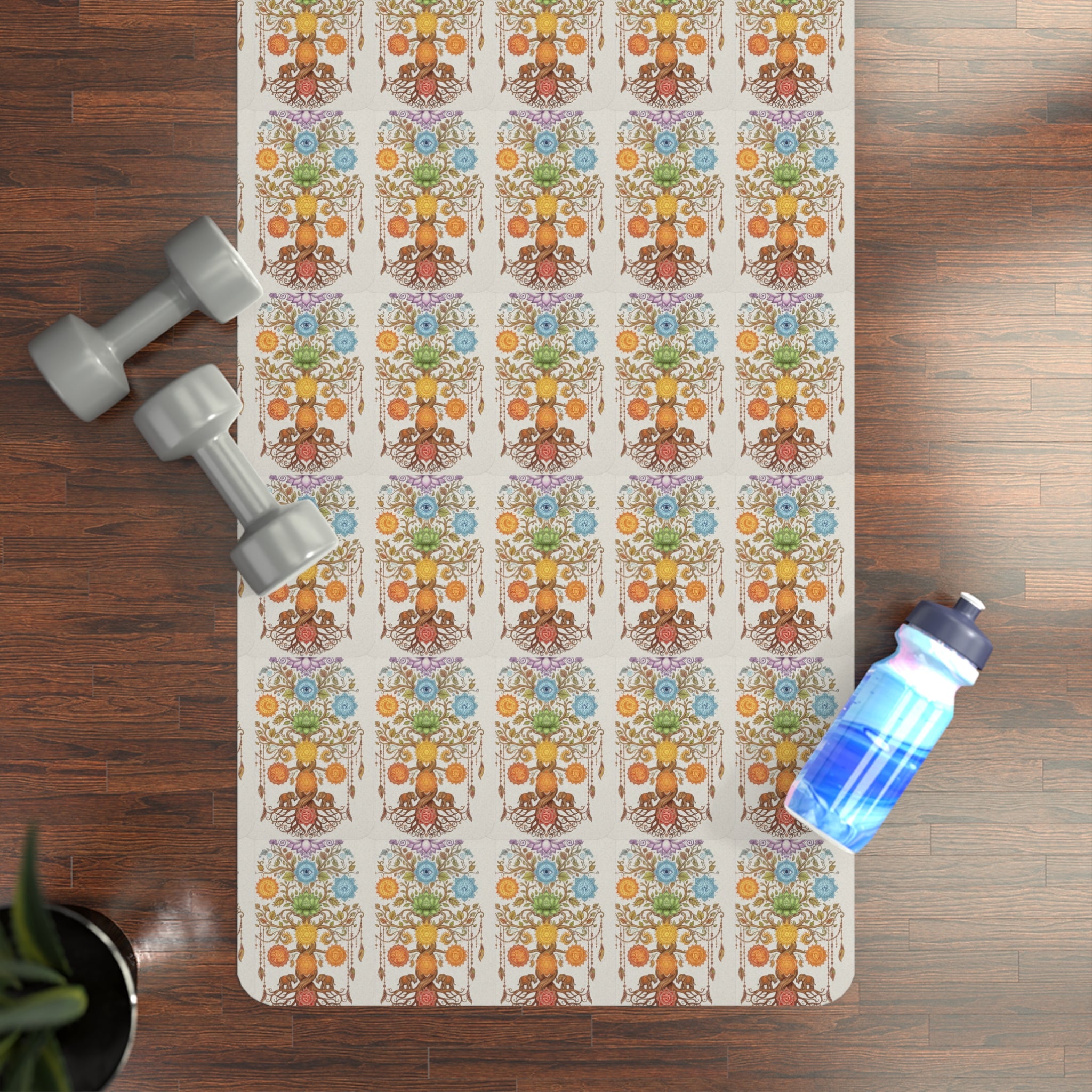 Eco Rubber Yoga Mat — Colorful Mandala Pattern for Home & Studio
