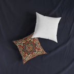 Suzani Bloom Throw Pillow — 18x18 Embroidery-Inspired Bohemian Accent Cushion