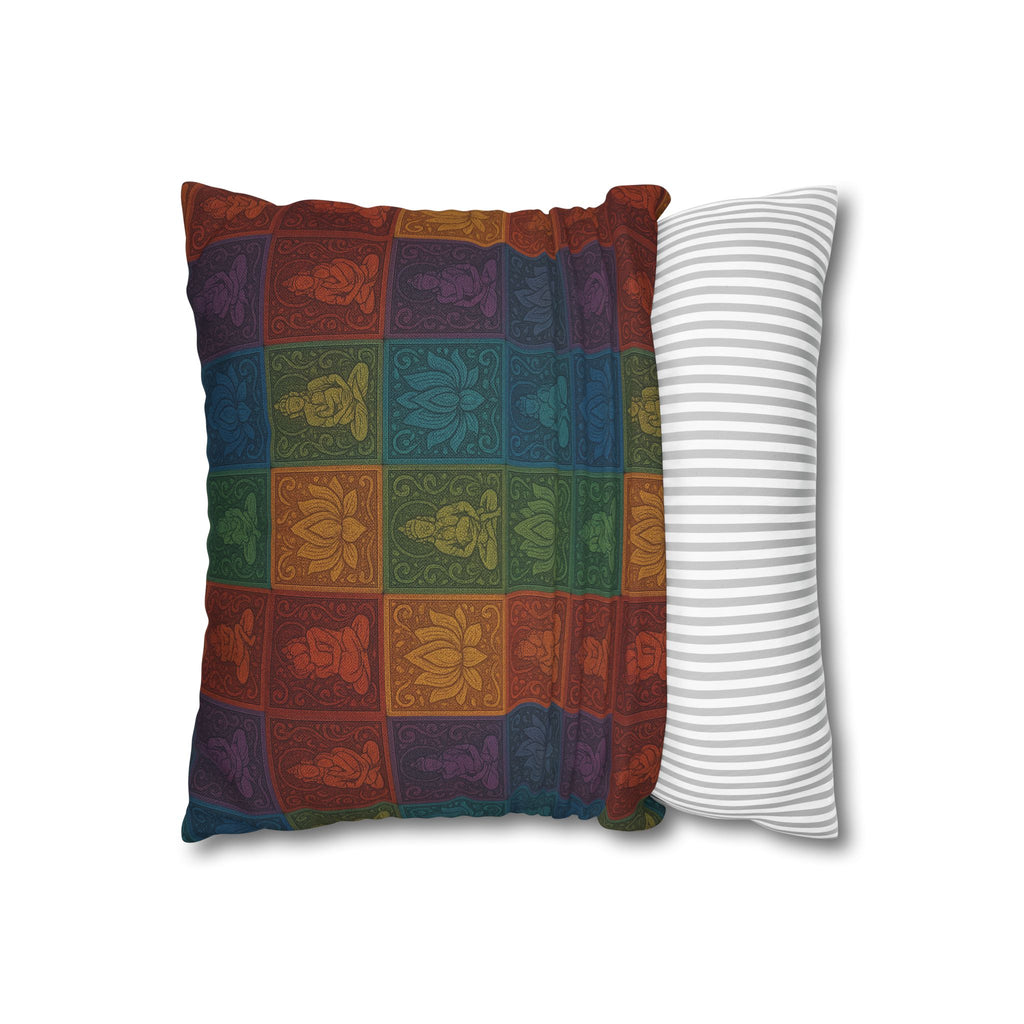 Buddha Lotus Patchwork Decorative Pillow