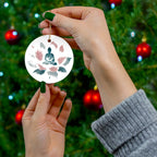 Ceramic Ornament - Meditating Figure on Lotus Flower Design