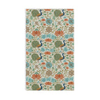 Peacock & Lotus Pattern Hand Towel — Boho Floral Indian-Inspired Kitchen Towel