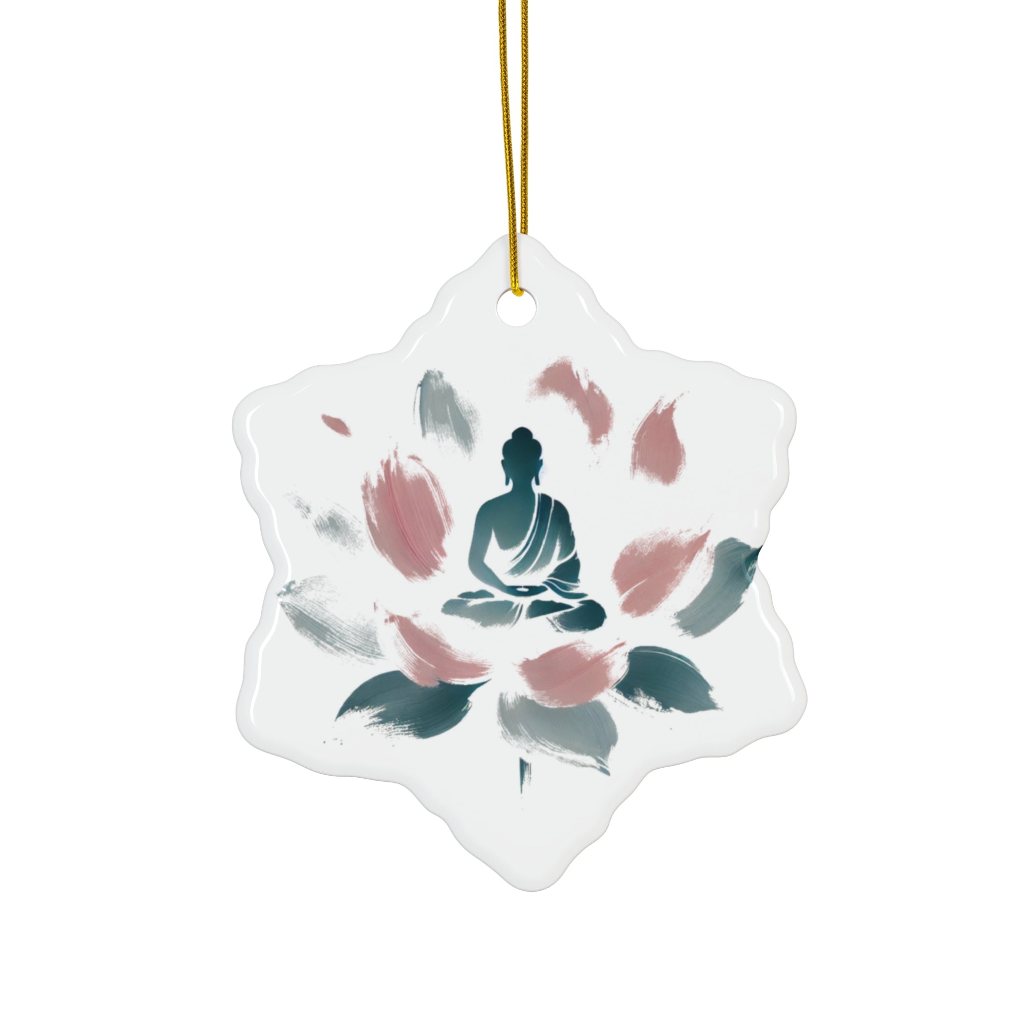 Ceramic Ornament - Meditating Figure on Lotus Flower Design